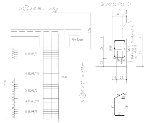 Bewehrung einer Stahlbetonstütze